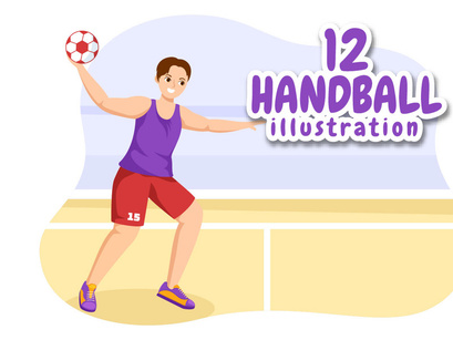 12 Handball Sports Illustration