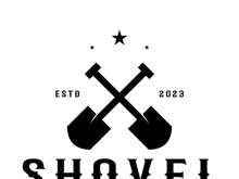 Shovel logo for agriculture, excavation,building, mining foundation. gardening vector set design with leaves