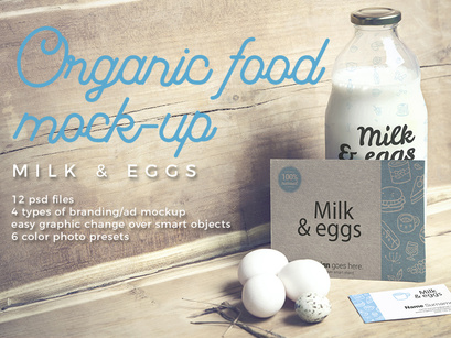 Organic Food Photo Mockup Milk & Eggs Vol.2