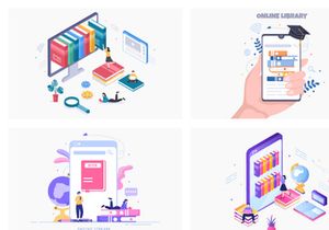 14 Online Library Digital Education Illustration