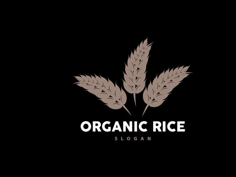 Wheat Grain Rice Logo, Simple Design Organic Vector Illustration