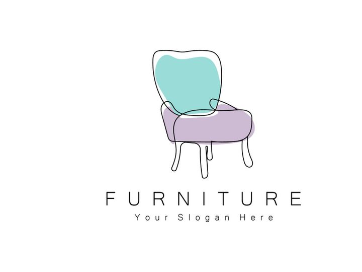 Furniture Logo Design, Home Furniture Illustration Table Icons, Chairs, Cupboards, Lamps