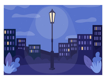 Midnight city flat color vector illustration preview picture