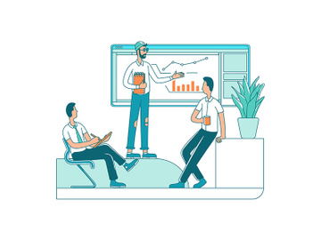 Business presentation flat color vector faceless characters preview picture