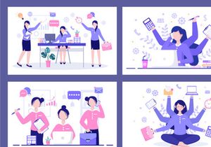 17 Multitasking Business Woman or Man Illustration