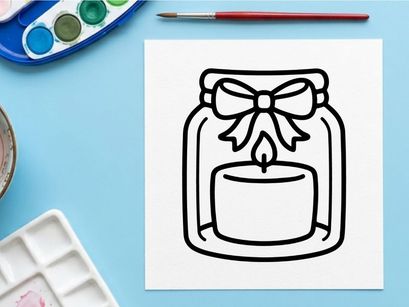Candle in a glass jar icon. Decorative lantern illustration with a bow.