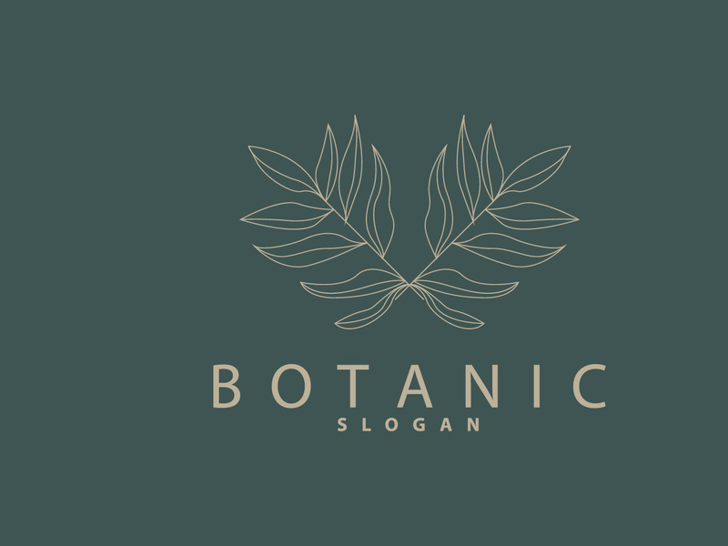 Leaf Line Logo, Beautiful Hand Drawn Design