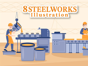 8 Steelworks and Hot Steel Pouring Illustration preview picture