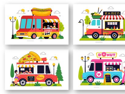 10 Food Truck Illustration