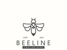 Bee line art animal exclusive logo simple inspiration on black background design