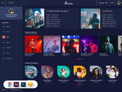 Atvantic-Music App Admin Dashboard UI Kit