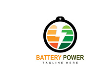 Battery Logo Design, Technology Charging Illustration, Company Brand Vector