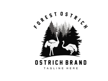 Ostrich Logo Design, Desert Animal Illustration, Living In The Forest, Vector Camel Brand Product preview picture
