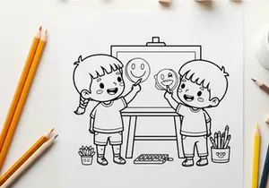 Children playing with moon balloons vector illustration flat design