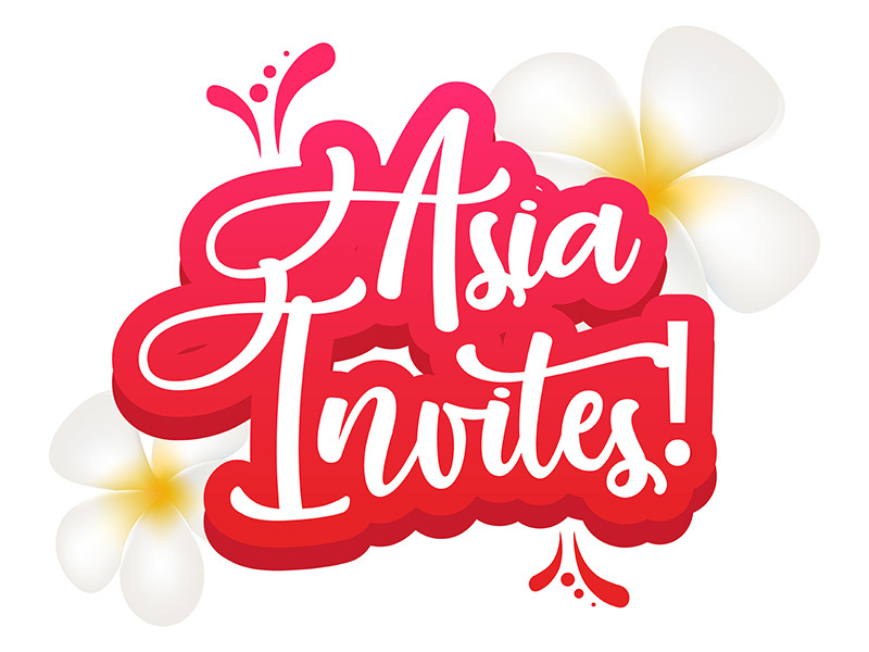 Asia invites flat poster vector template