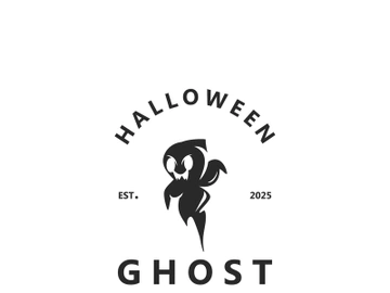 Halloween spooky ghost character in flat style isolated template design preview picture