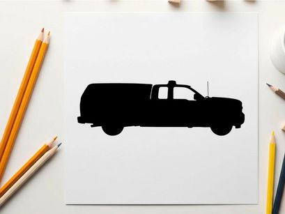 Silhouette of a pickup truck with a covered cargo bed