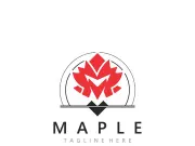 Maple leaf style logo simple design graphic illustration
