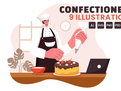 9 Confectioner Vector Illustration