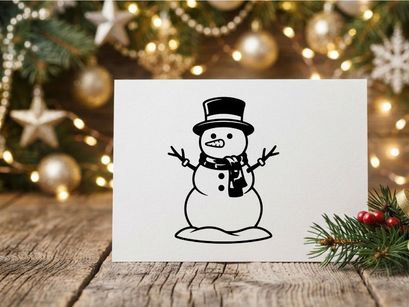 Cute Snowman with Top Hat and Scarf for Winter Holiday Decor