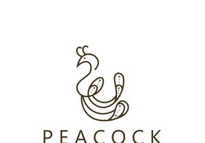 Peacock logo line art elegant concept icon design template flat vector illustration