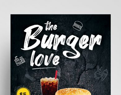 The Burger Love Free Restaurant PSD Flyer Template