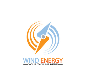 Wind energy logo. renewable energy icon with wind turbines and thunder bolt isolated on white backgroundWind energy logo. renewable energy icon with wind turbines and thunder bolt isolated on white background preview picture