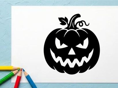 Halloween Jack-o'-Lantern with Menacing Face and Carved Expression