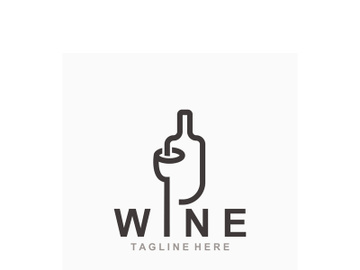 Wine drink Vintage logo label with glass or beer premium, bars, clubs, cafes company preview picture