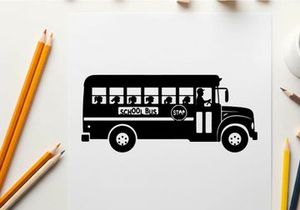 Black silhouette of a school bus vehicle