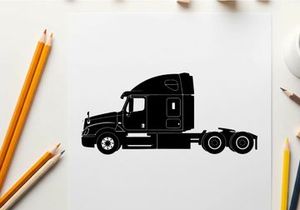 Silhouette of a semi truck with sleeper cabin