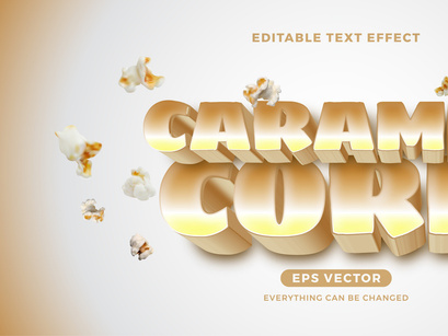 Pop Corn Editable Text effect Style in natural color for banner, signage, and graphic promo