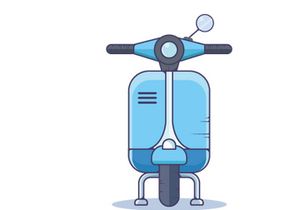 vintage moto scooter. Isolated Vector illustration