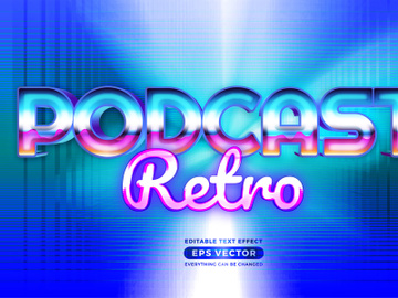 Podcast retro editable text effect retro style with vibrant theme concept for trendy flyer, poster and banner template promotion preview picture