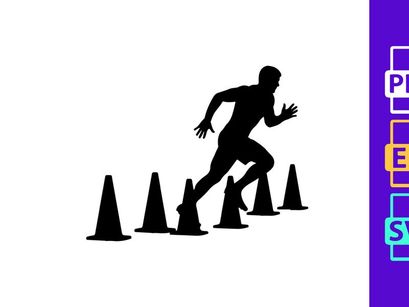 A person running through a series of traffic cones in a training exercise