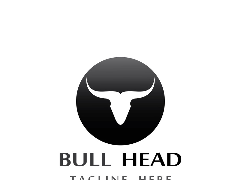 Retro vintage bull head horns logo.