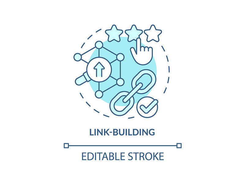 Link-building turquoise concept icon