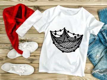 Minimalist hammock net vector black white line art illustration preview picture