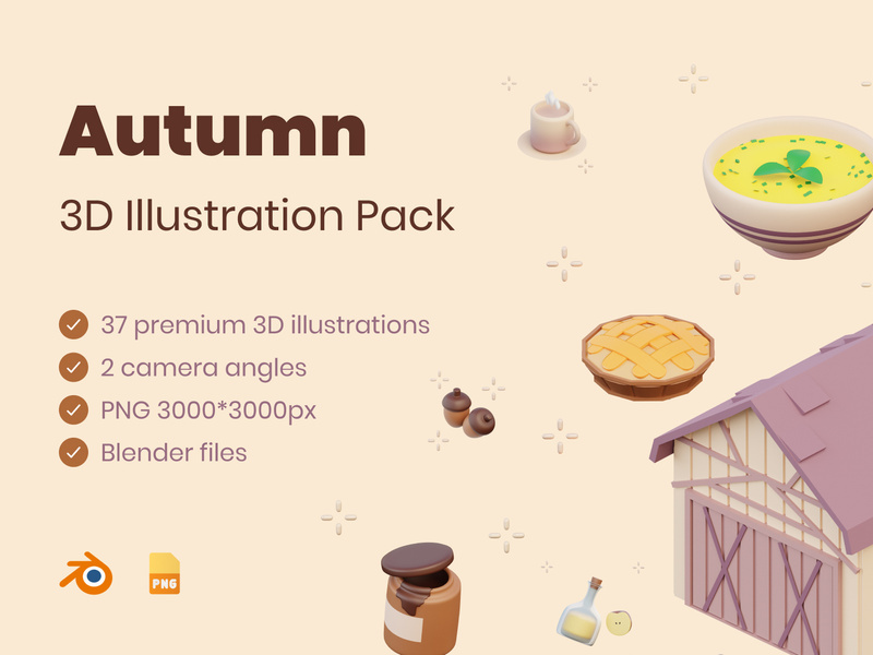 3D Autumn Illustration Pack