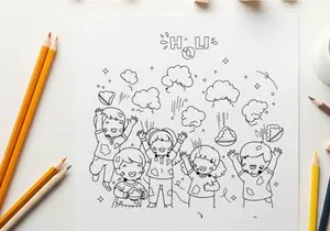 Happy children celebrating Holi festival with colors vector illustration