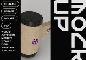 Round Wooden Hammer Mockup