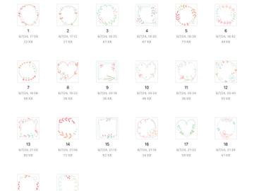 20 svg icons green red pink floral frame flowers preview picture