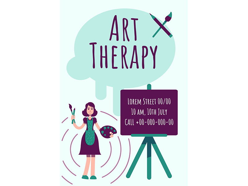 Art therapy poster flat vector template