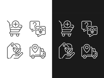 Online shopping services pixel perfect linear icons set preview picture