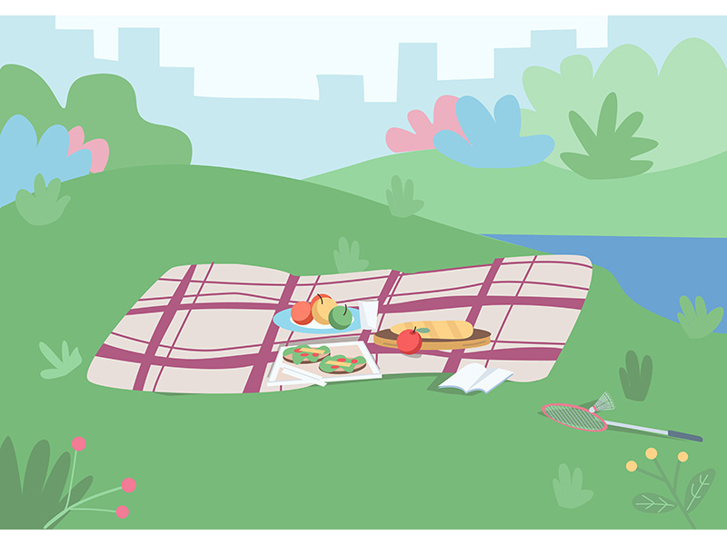 Spot for picnic flat color vector illustration