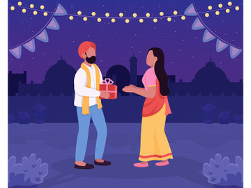Diwali celebration flat color vector illustration preview picture