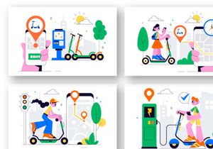 10 Electric Scooter Rental Service Illustration