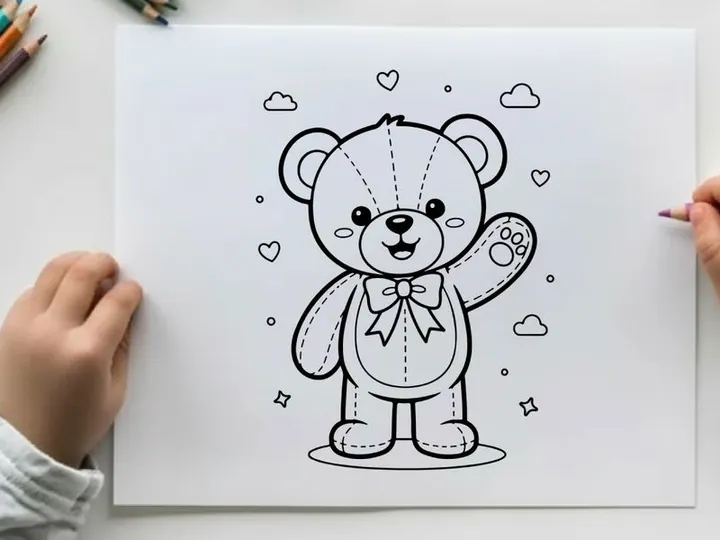 Cute teddy bear with hearts love vector illustration