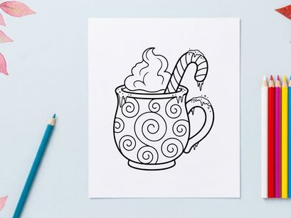 Caneca de chocolate quente com mexerica de bastão para comemoração festiva de Natal