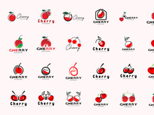 Cherry Fruit logo, Red Colored plant vector illustration, Fruit Shop Design, Company, Sticker, Product Brand